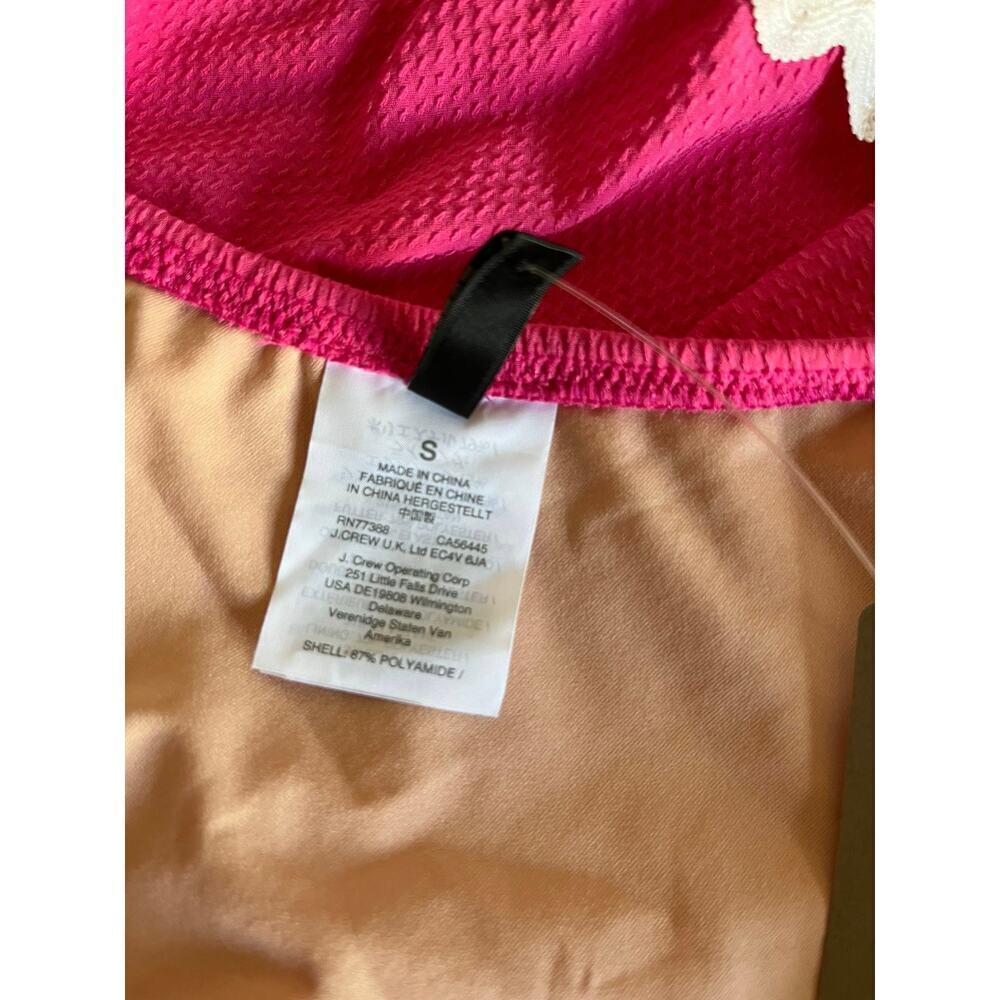 NWT J Crew Pink White Ric Rac Ruffle One Shoulder Bikini Top Sz Small - Picture 9 of 9